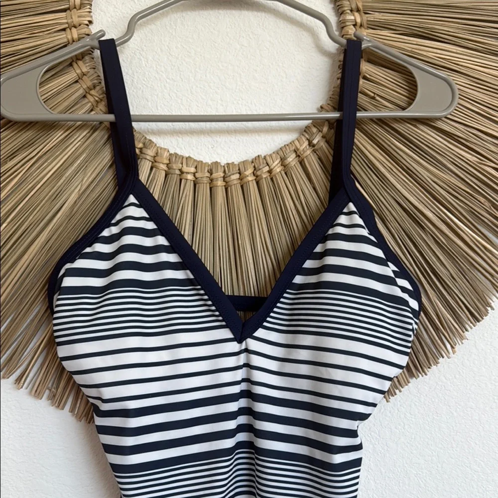 Nautica Black and White Halter One Piece Swimsuit